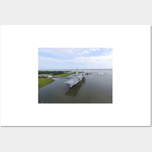 Photo from drone of a side view of the USS Yorktown Posters and Art